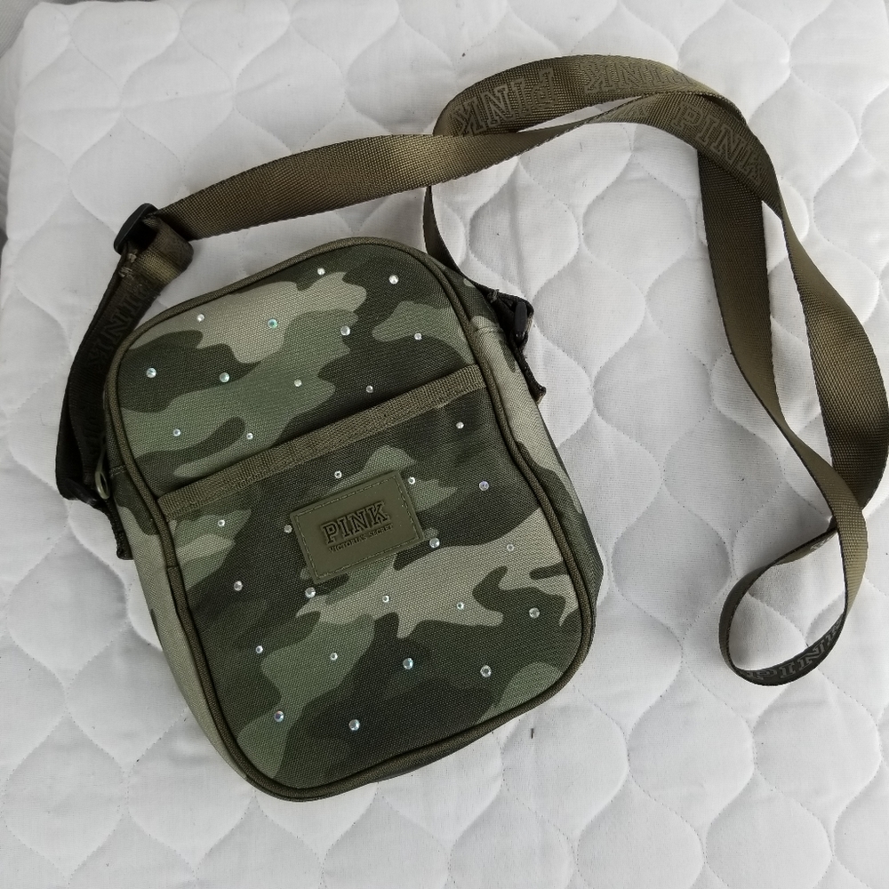 New VicSecret Pink Camo Bag Sequins